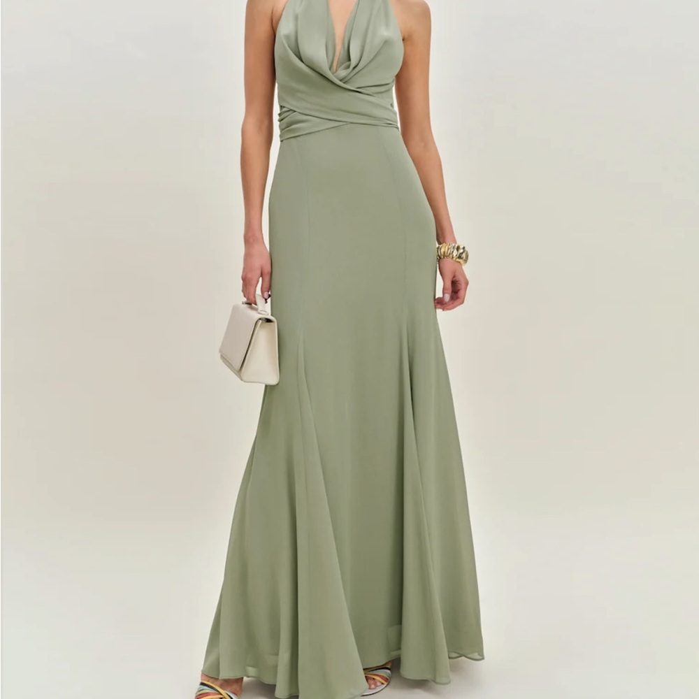 Reformation Green Halter Gown - Picture 1 of 4